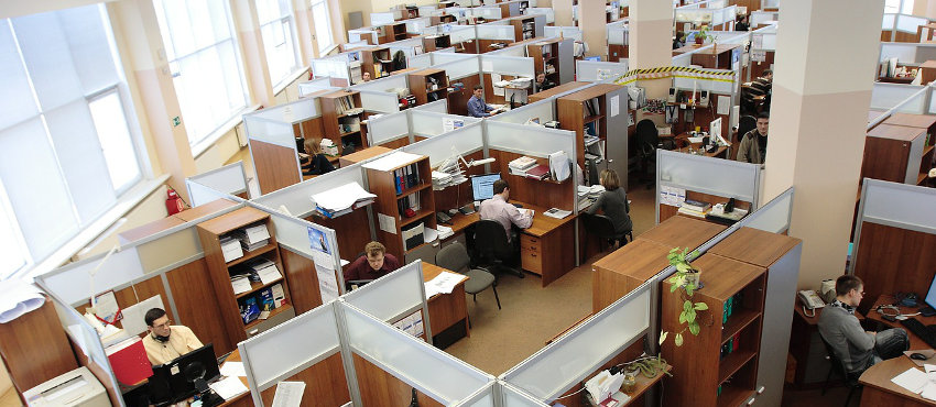 Large office with many employees